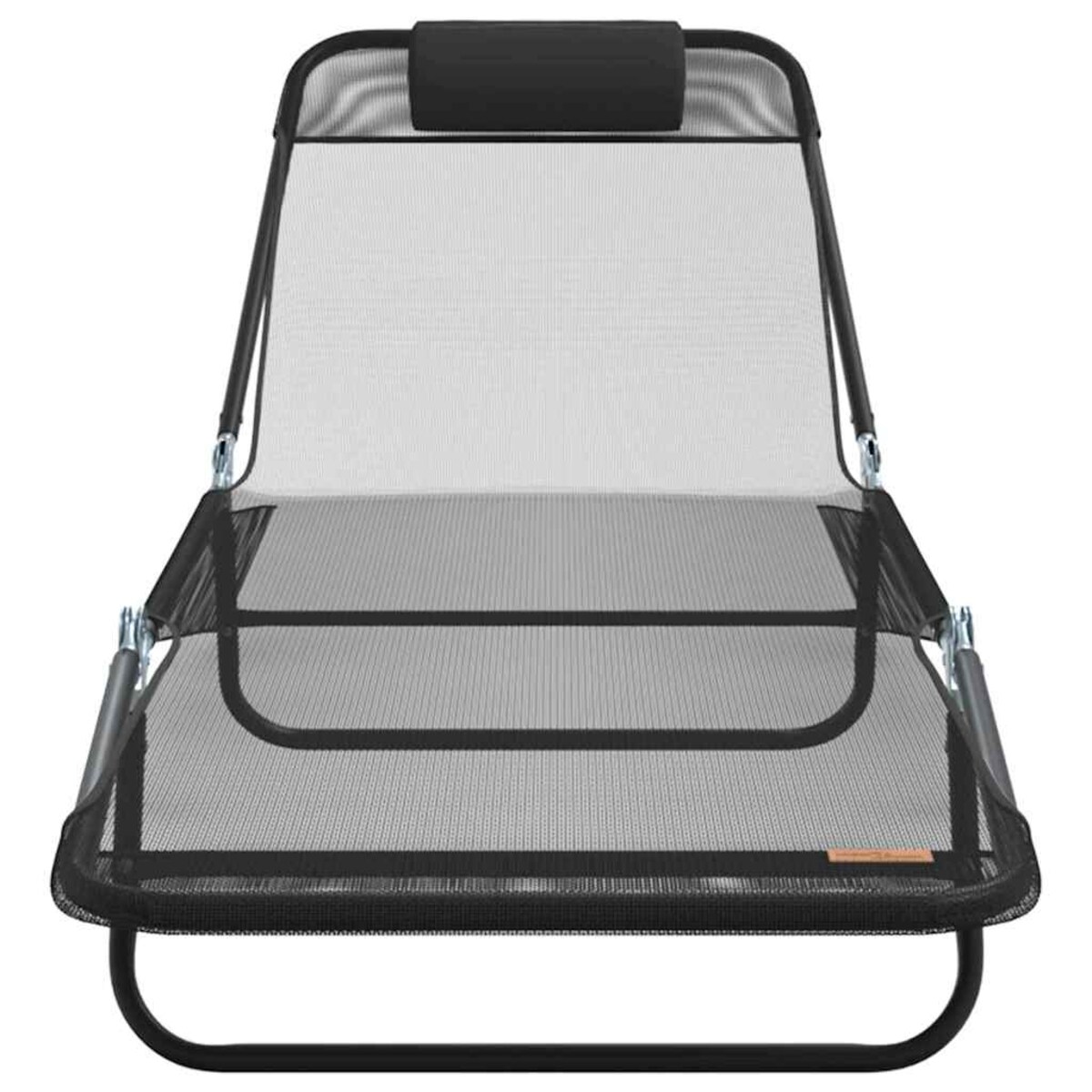 vidaXL Składany leżak 2-osoba 2 pcs Czarny 182 x 55 x 85.5cm Textilene