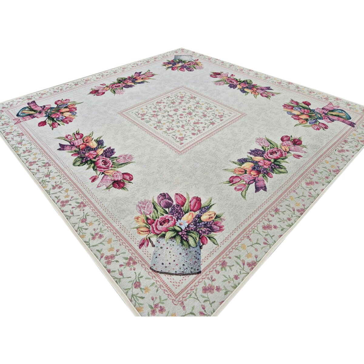 Obrus Na Stół Ozdobny Dekoracyny Kwiaty 100X100 Cm Tulipany