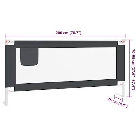 vidaXL Barierka do łóżeczka dziecięcego, ciemnoszara, 200x25 cm