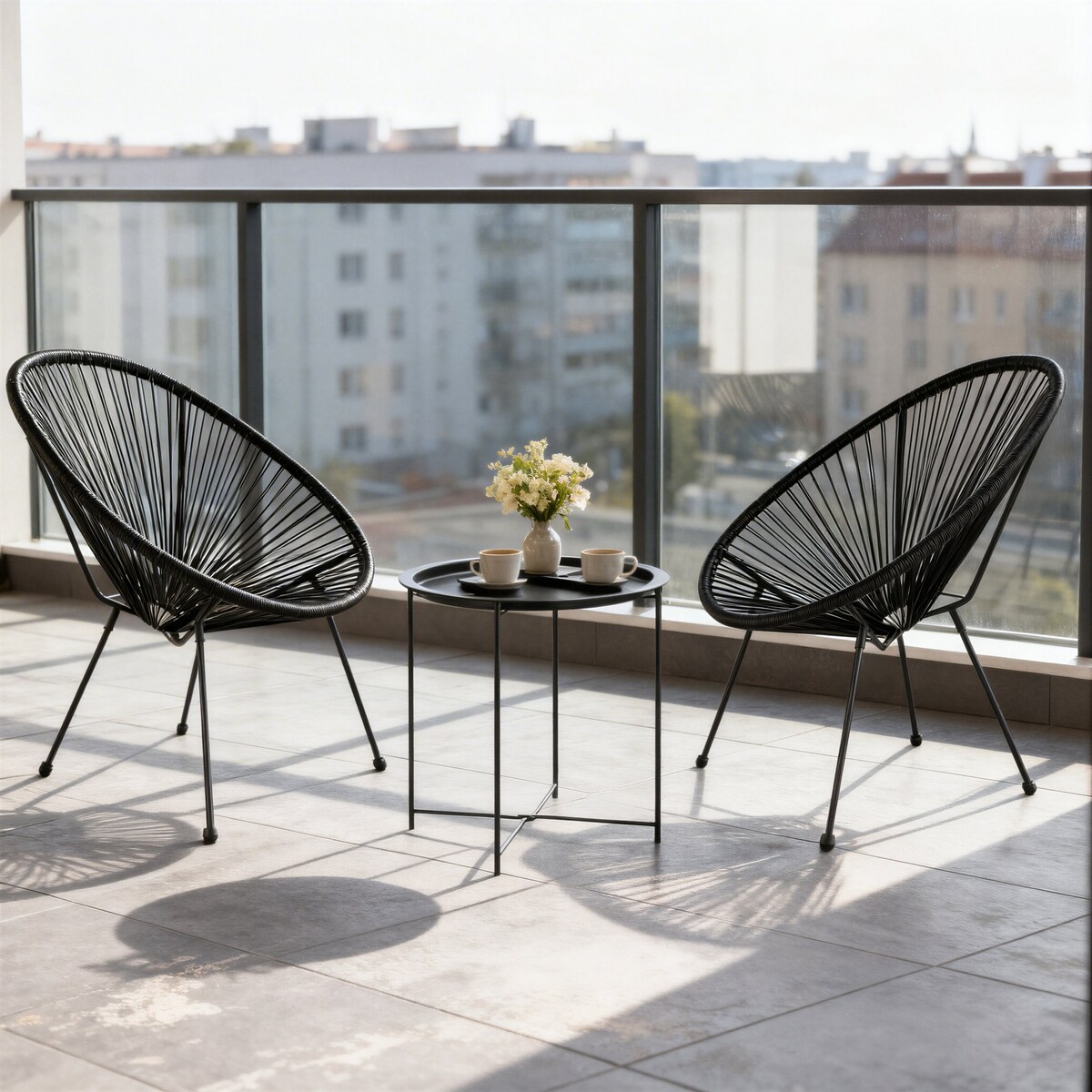 Zestaw mebli ogrodowych JUMI na taras balkon czarny retro