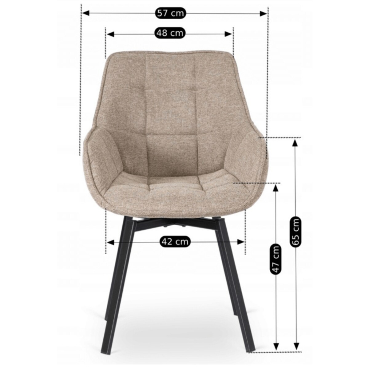 Krzesło Tapicerowane Do Jadalni Kuchni Salonu Obrotowe 360 Beżowe LUNA 2