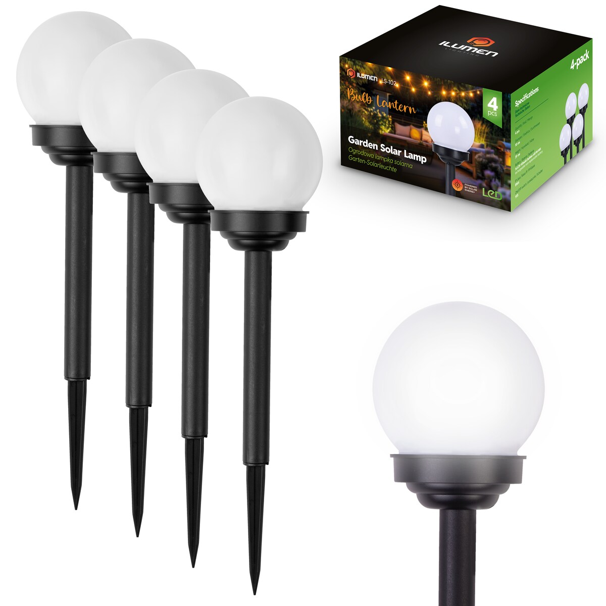 Lampki solarne do ogrodu czujnik zmierzchu Ilumen 4szt