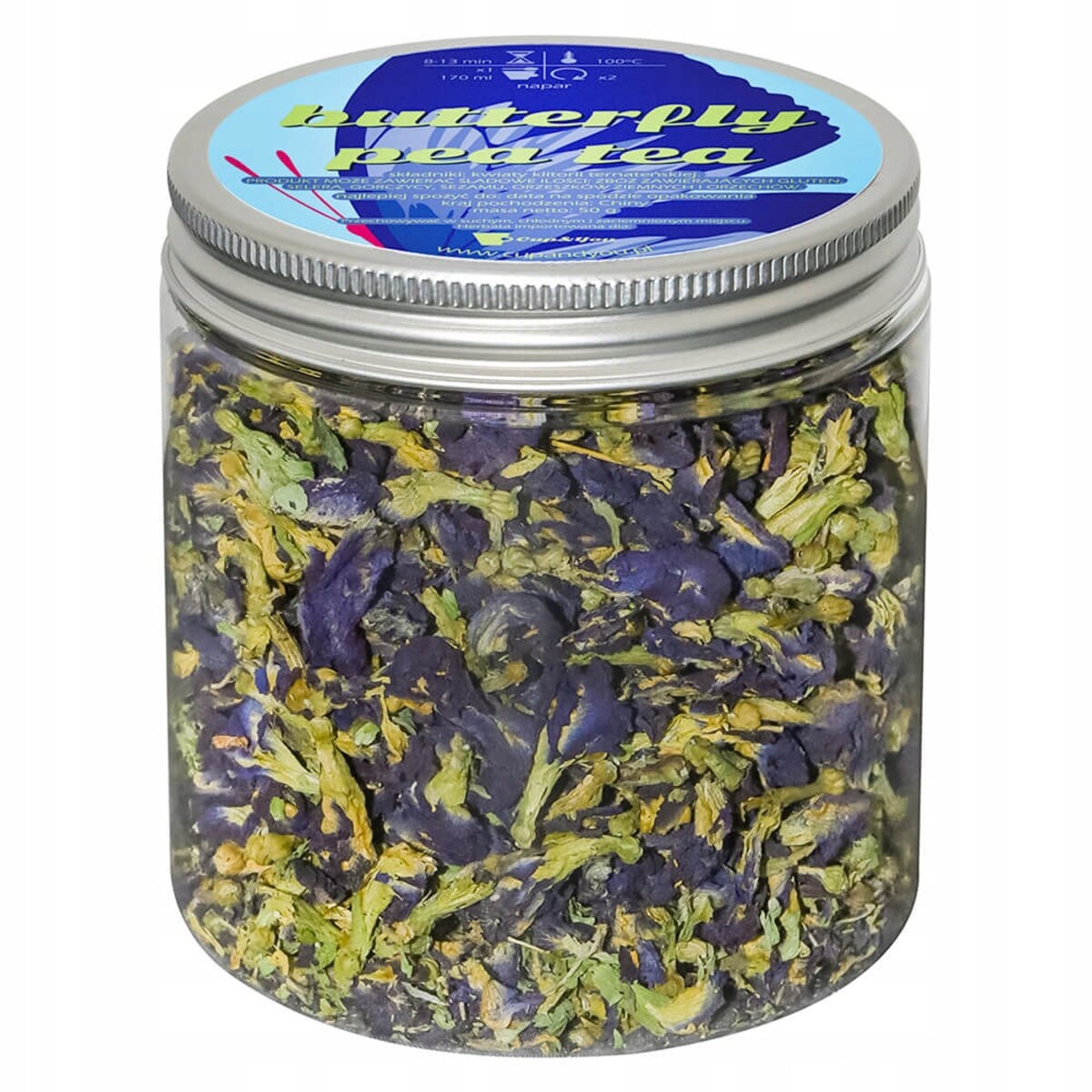 HERBATA NIEBIESKA - Butterfly Pea Tea napar kwiaty klitorii ternateńskiej BLUE TEA - Doskonała na ciepło, jako mrożona herbata lub naturalny barwnik do napojów i wypieków