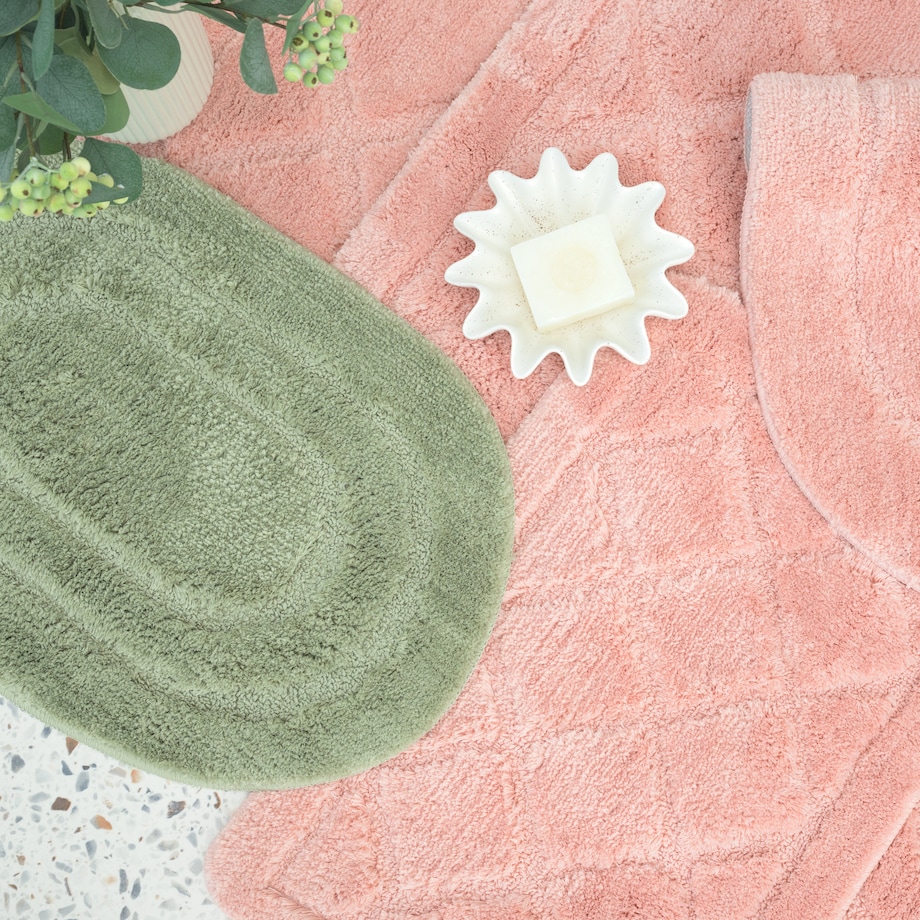 Zestaw 2szt Dywanik łazienkowy Soft 40x60 cm antyposlizgowy owaly zielony