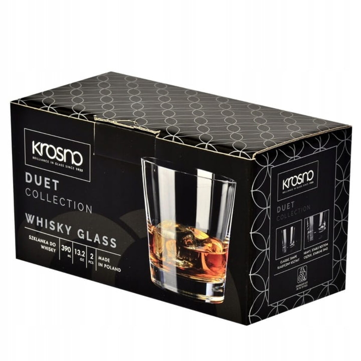 Szklanki do Whisky Brandy Duet Krosno 2 szt 390 ml Komplet Klasyczne