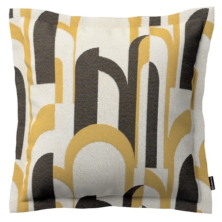 Poszewka Mona na poduszkę 45x45 czarno-żółte wzory na kremowym tle
