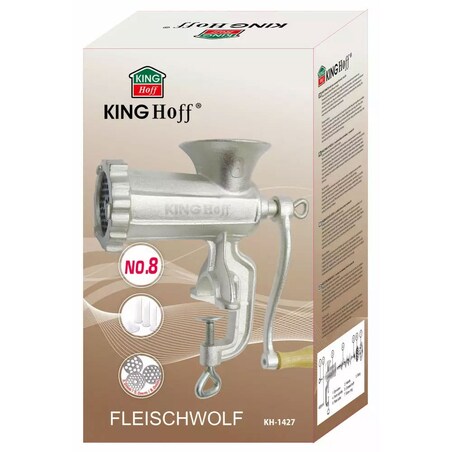 Maszynka żeliwna do mielenia mięsa #8 + akcesoria KINGHOFF
