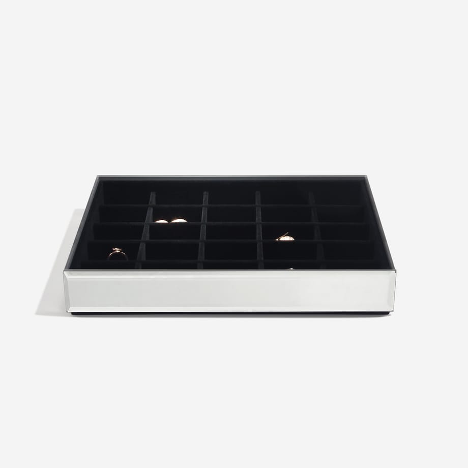 Szkatułka na biżuterię Stackers 25 komorowa classic velvet szklana z czarną wyściółką