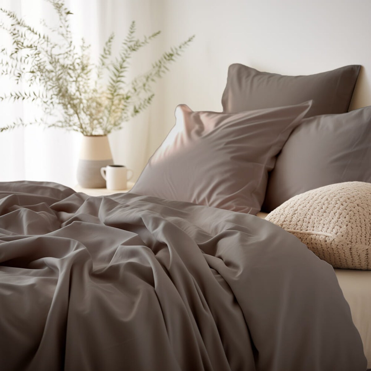 Poszewka satynowa 50x70 kolor Sepia