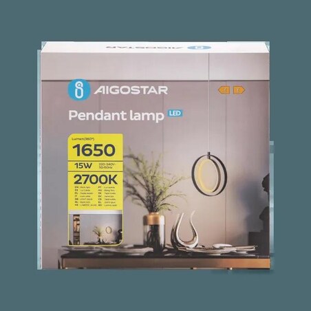 lampa wisząca 2700 k, auminium i silikon 120