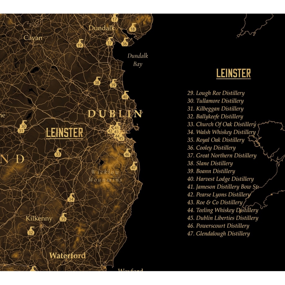 plakat IRLANDZKA WHISKEY regiony destylarnie 50x70cm