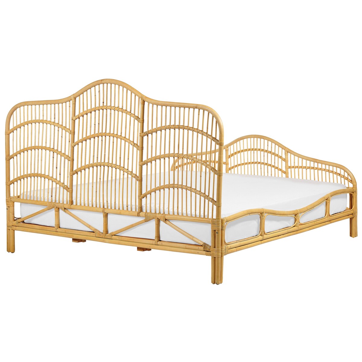 Łóżko rattanowe 180 x 200 cm jasne drewno DOMEYROT