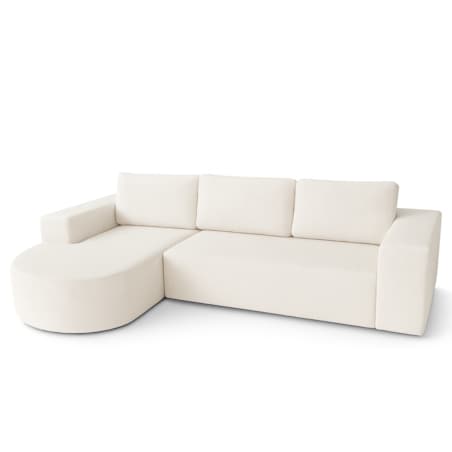 Narożnik Vello z funkcją spania do salonu, lewostronny- tkanina boucle-ecru