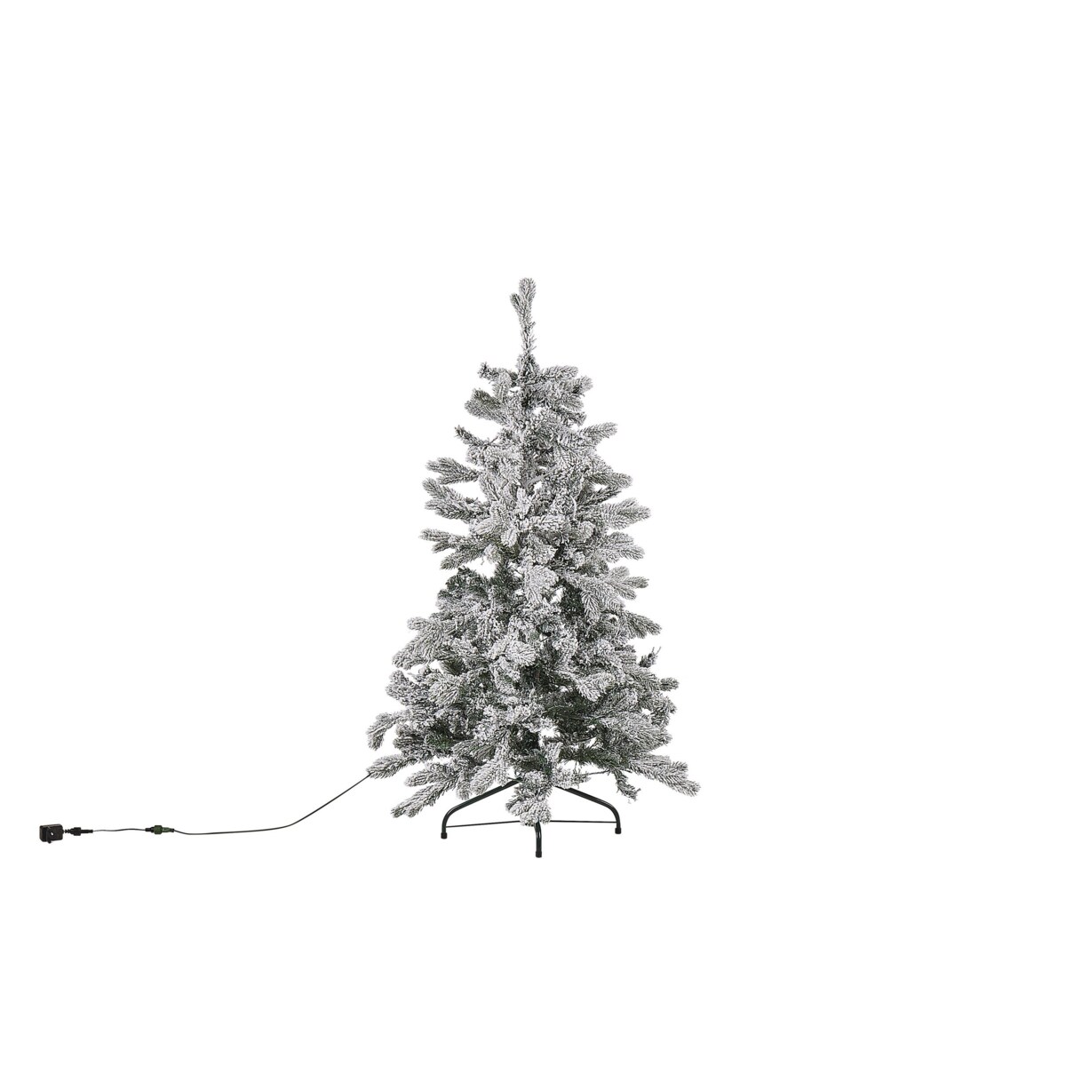 Ośnieżona sztuczna choinka ze światełkami 120 cm biała TATLOW