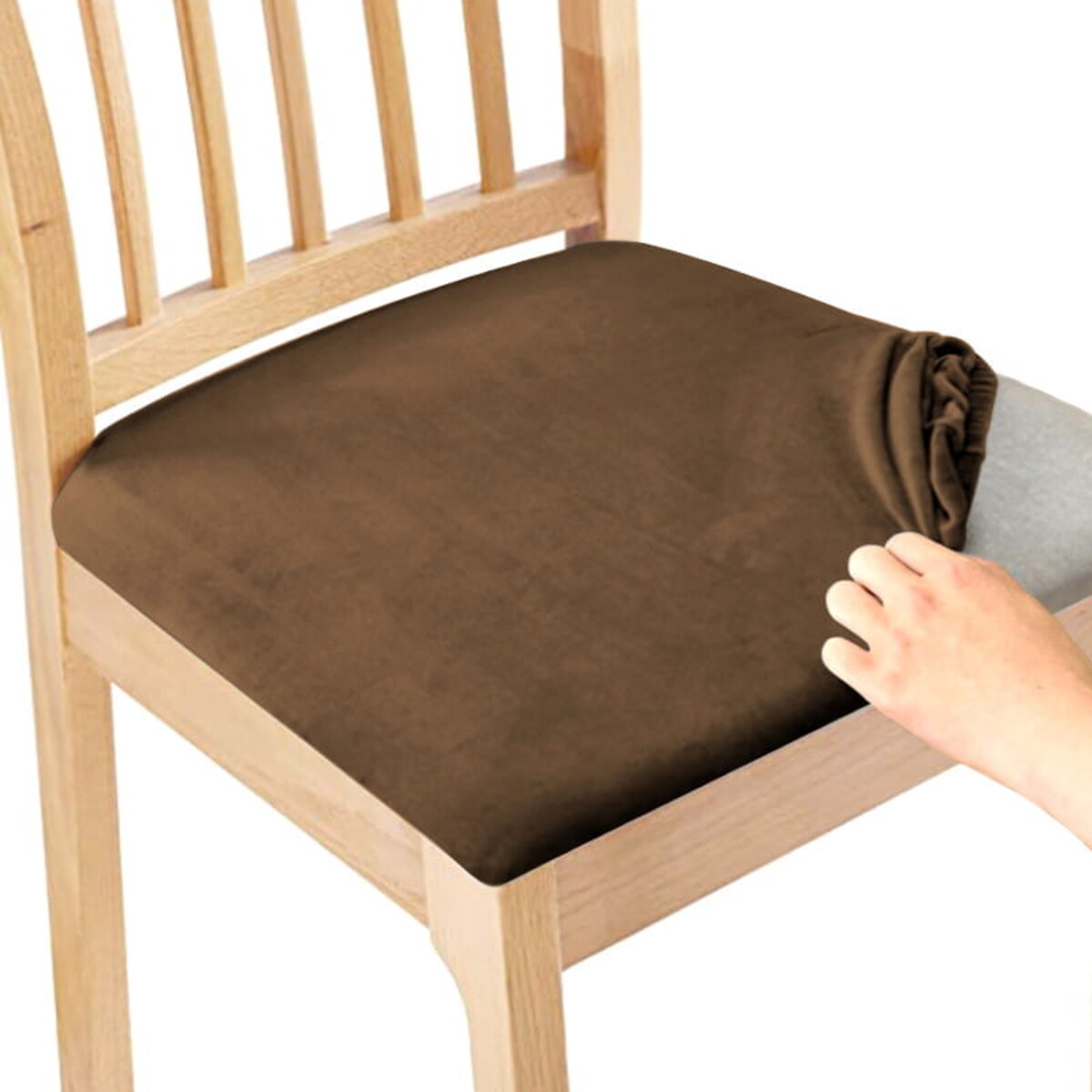 POKROWIEC NA SIEDZISKO 40x40cm KAKAOWY BRĄZ WELUR ELASTYCZNY [26L2]