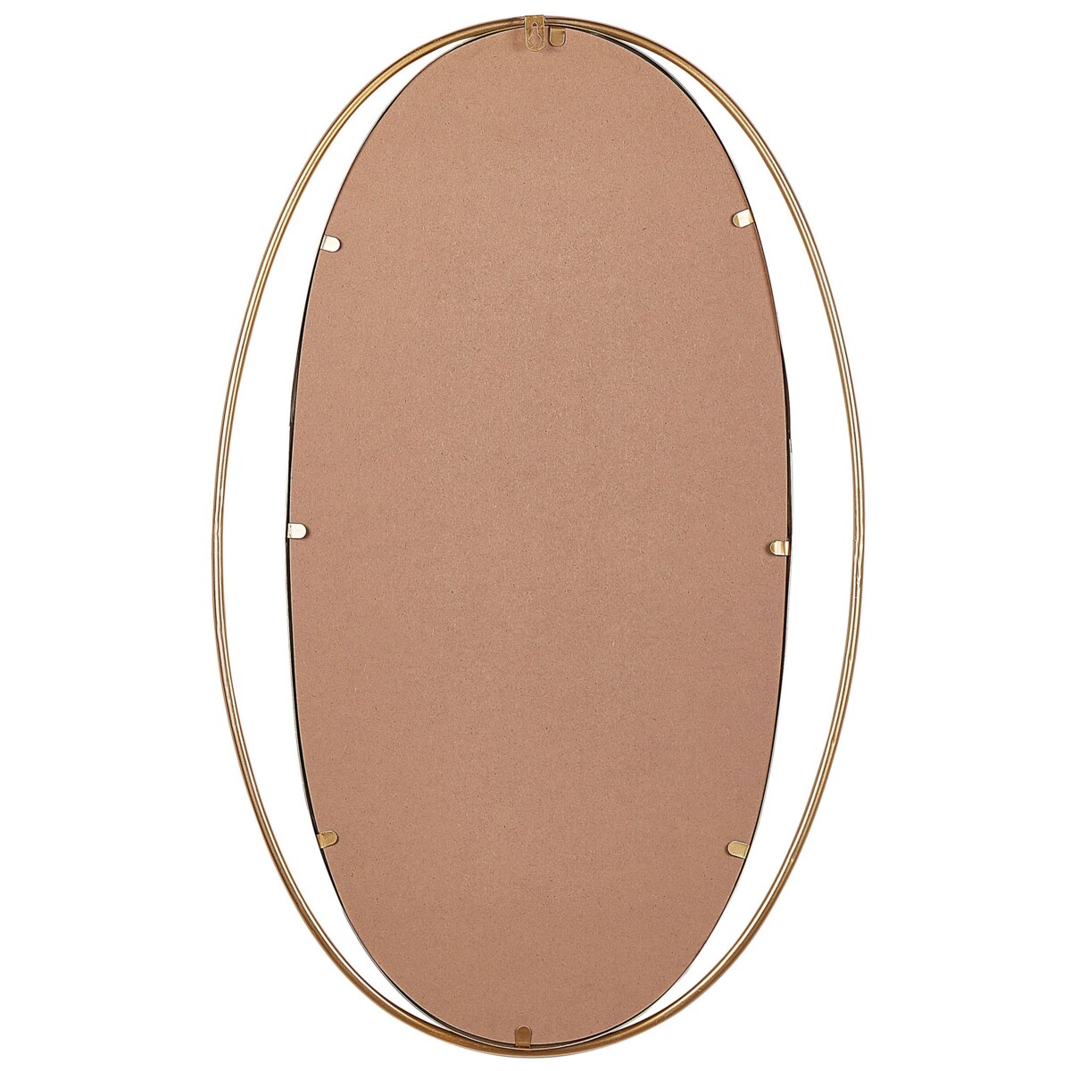 Stalowe owalne lustro ścienne 55 x 90 cm złote BESSON