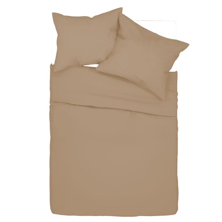 Beżowa Pościel Bawełniana 140 x 200 Jednokolorowa Komplet Hotelowa Boho