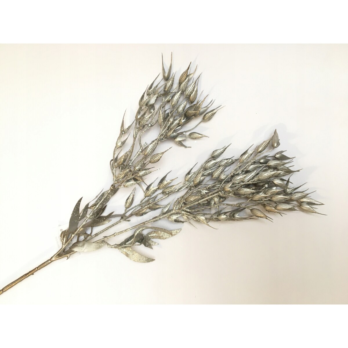 TRAWA sztuczna DUŻA GAŁĄZKA dekoracyjna do stroik świąteczny srebrna 75cm