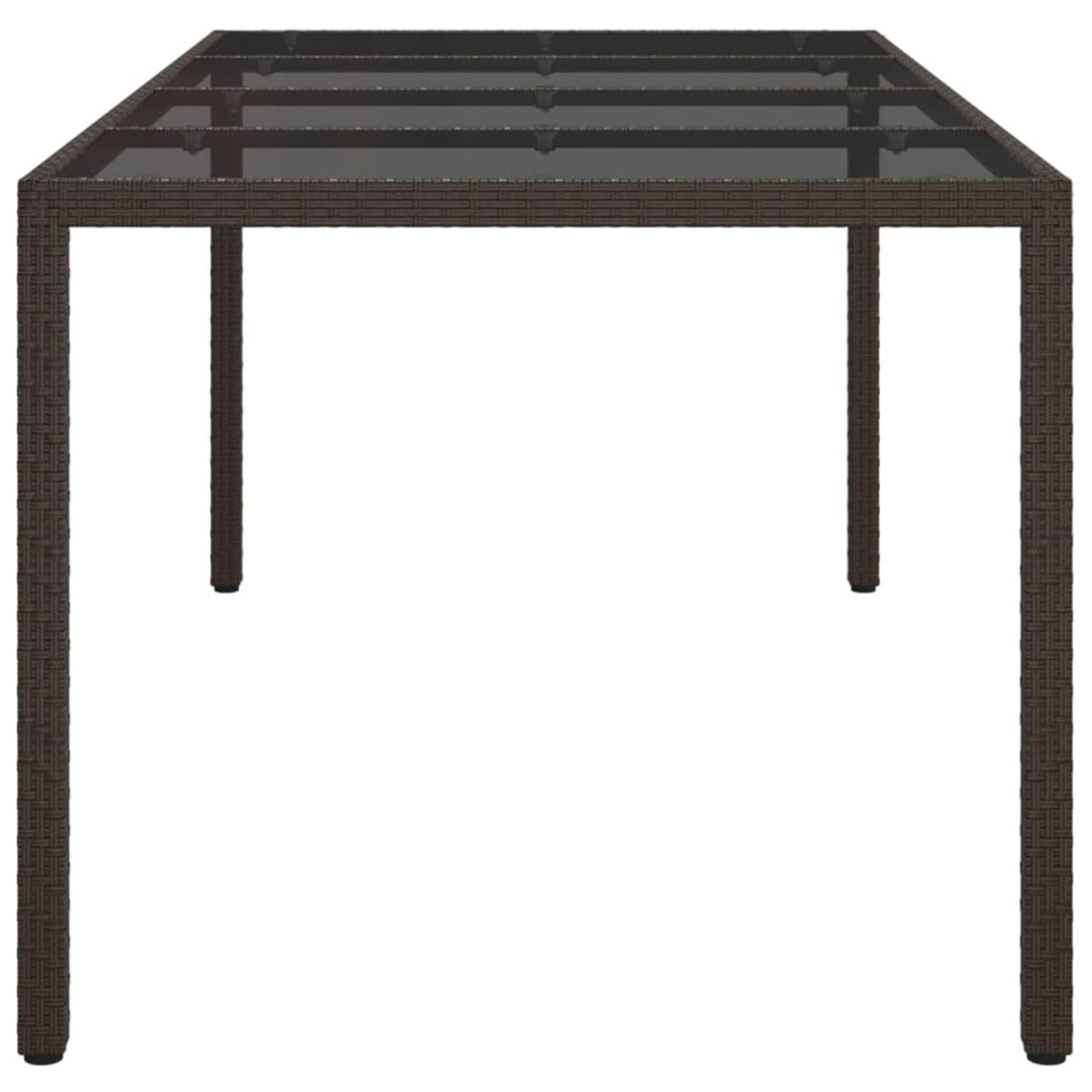 vidaXL Stół ogrodowy, brązowy, 190x90x75 cm, szkło i rattan PE