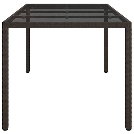 vidaXL Stół ogrodowy, brązowy, 190x90x75 cm, szkło i rattan PE