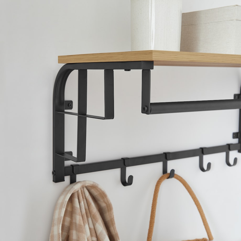 Półka Z Wieszakami w nowoczesnym stylu dąb artisan, czarny