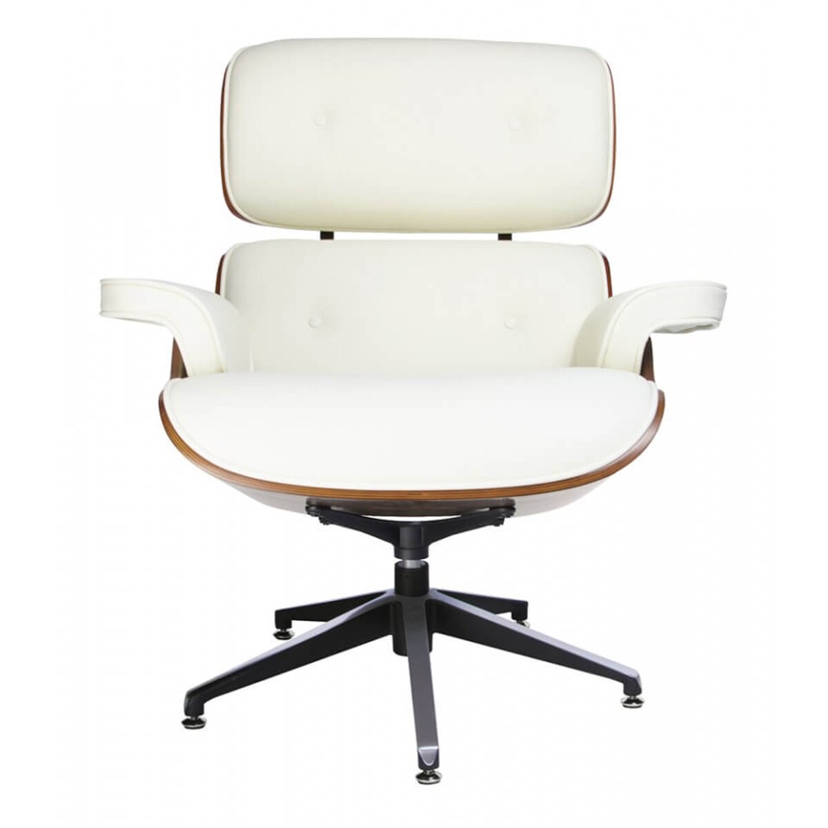 Fotel z podnóżkiem Lounge KH1501100103 King Home drewno metal orzech biały