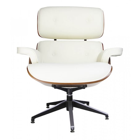 Fotel z podnóżkiem Lounge KH1501100103 King Home drewno metal orzech biały