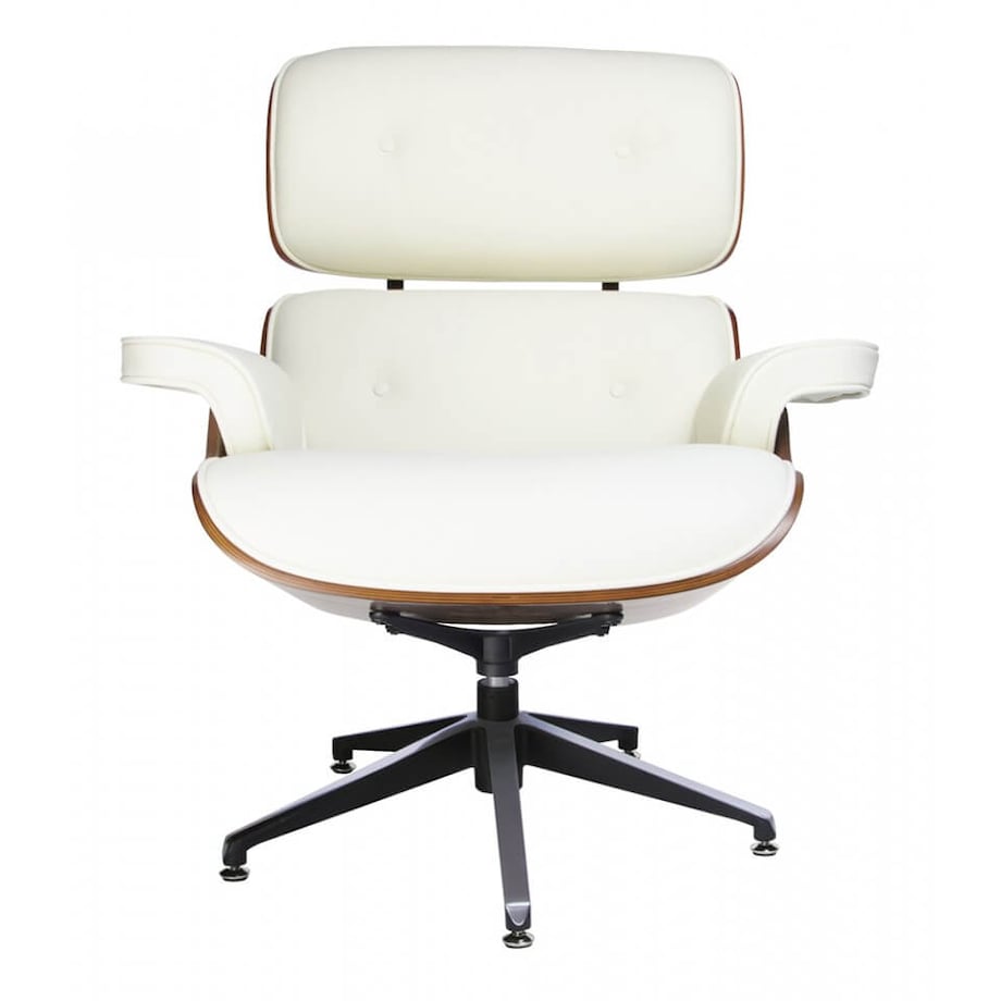 Fotel z podnóżkiem Lounge KH1501100103 King Home drewno metal orzech biały