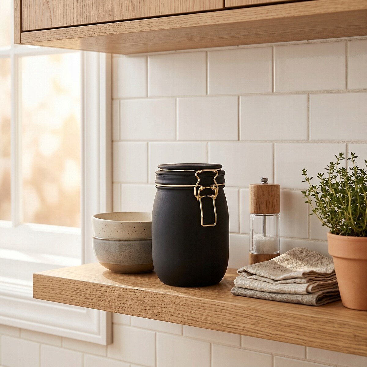 POJEMNIK NA PRZYPRAWY KAWĘ HERBATĘ ŻYWNOŚĆ 1L SŁOIK SZCZELNY CERAMICZNY