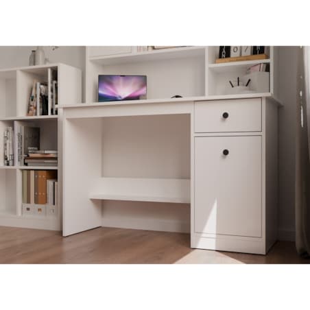 Biurko CHESTER białe mat 120x45x75 cm szuflada+szafka 1 szt.