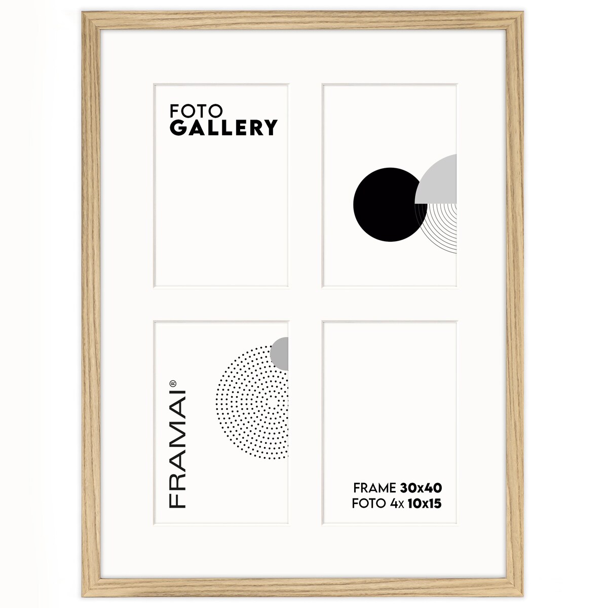 Ramka na 4 zdjęcia 10x15 cm dębowa foto galeria multirama 30x40 cm FRAMAI