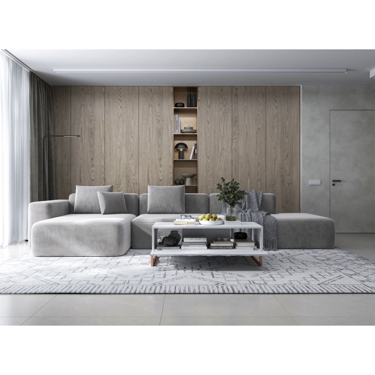 Nowoczesny Stolik kawowy Glamour prostokątny elegancka ława biały Mat 110 cm