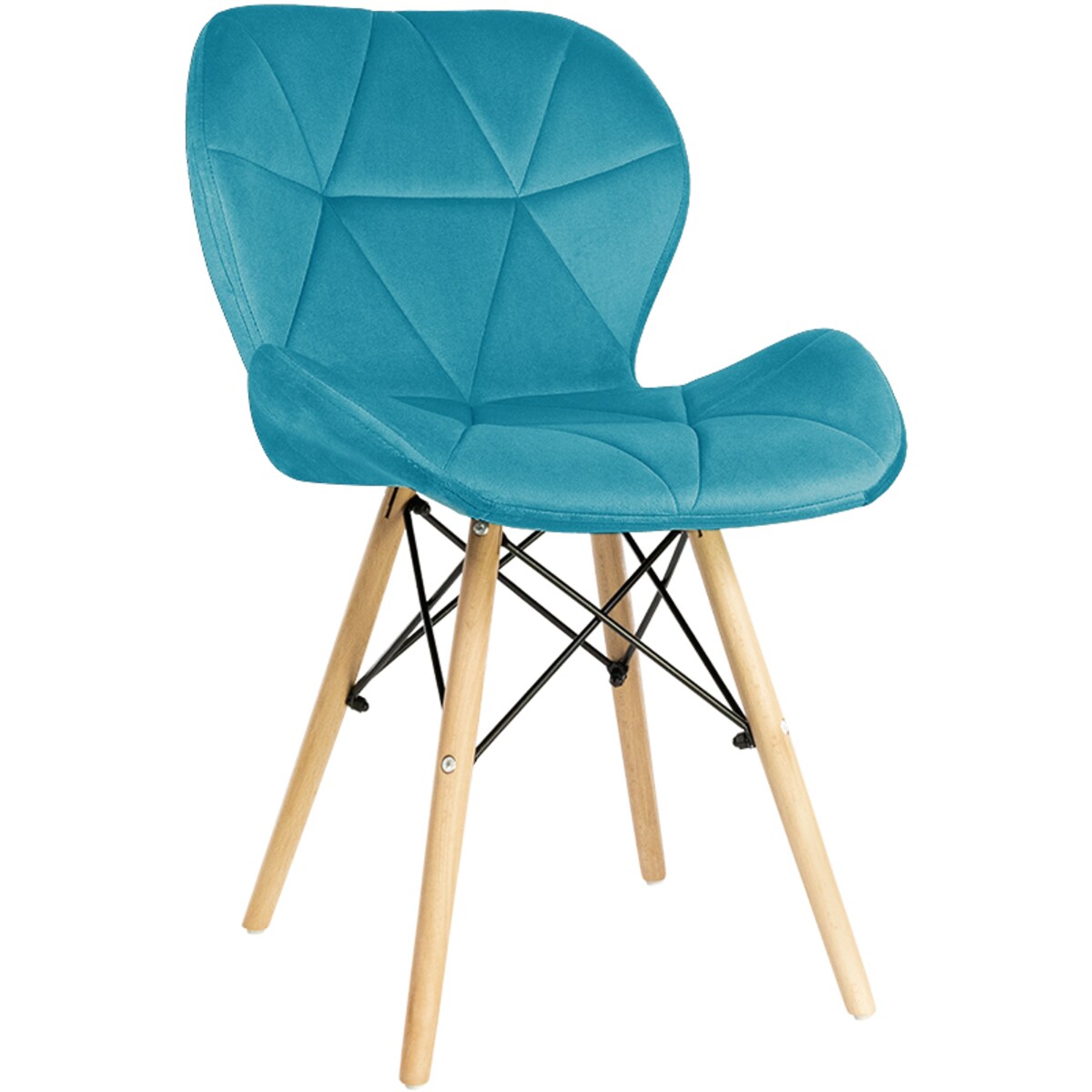 Krzesło tapicerowane welurowe skandynawskie pikowane nowoczesne