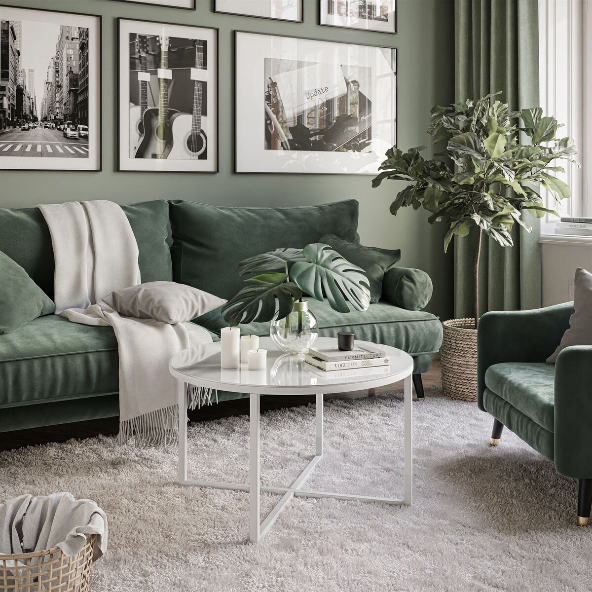 Okrągły stolik kawowy CIRI-X białe szkło