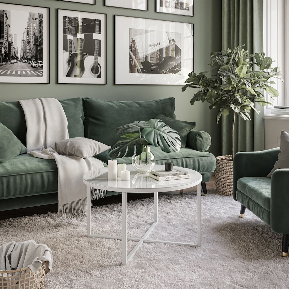 Okrągły stolik kawowy CIRI-X białe szkło