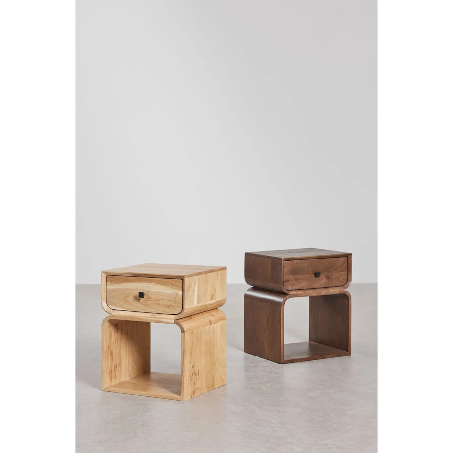 Szafka stolik nocny drewno mango, naturalny, Ferni, 40x35 cm