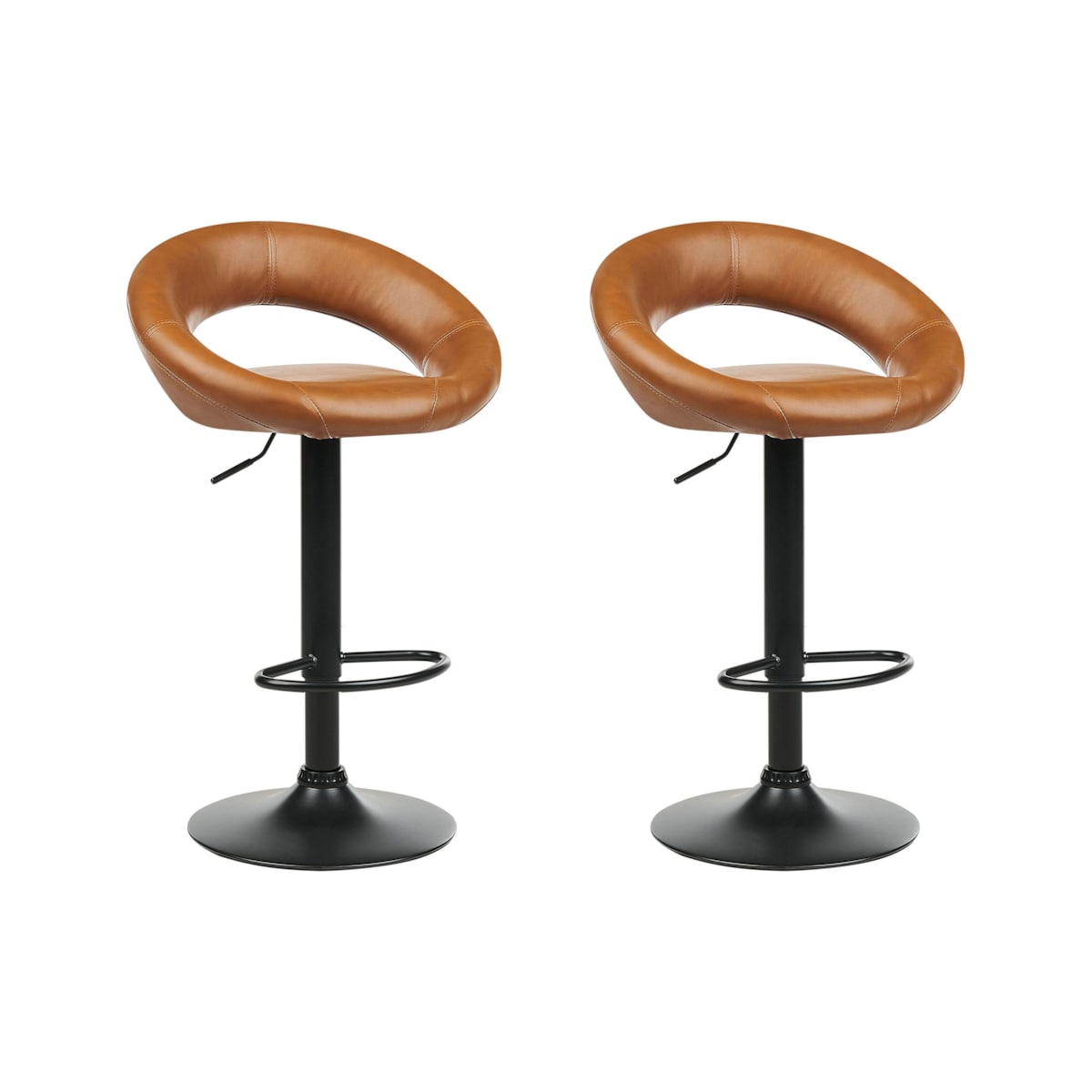 Zestaw 2 krzeseł barowych PEORIA Ekoskóra Obrotowy Złoty brąz