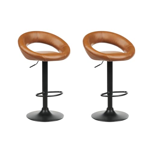 Zestaw 2 krzeseł barowych PEORIA Ekoskóra Obrotowy Złoty brąz