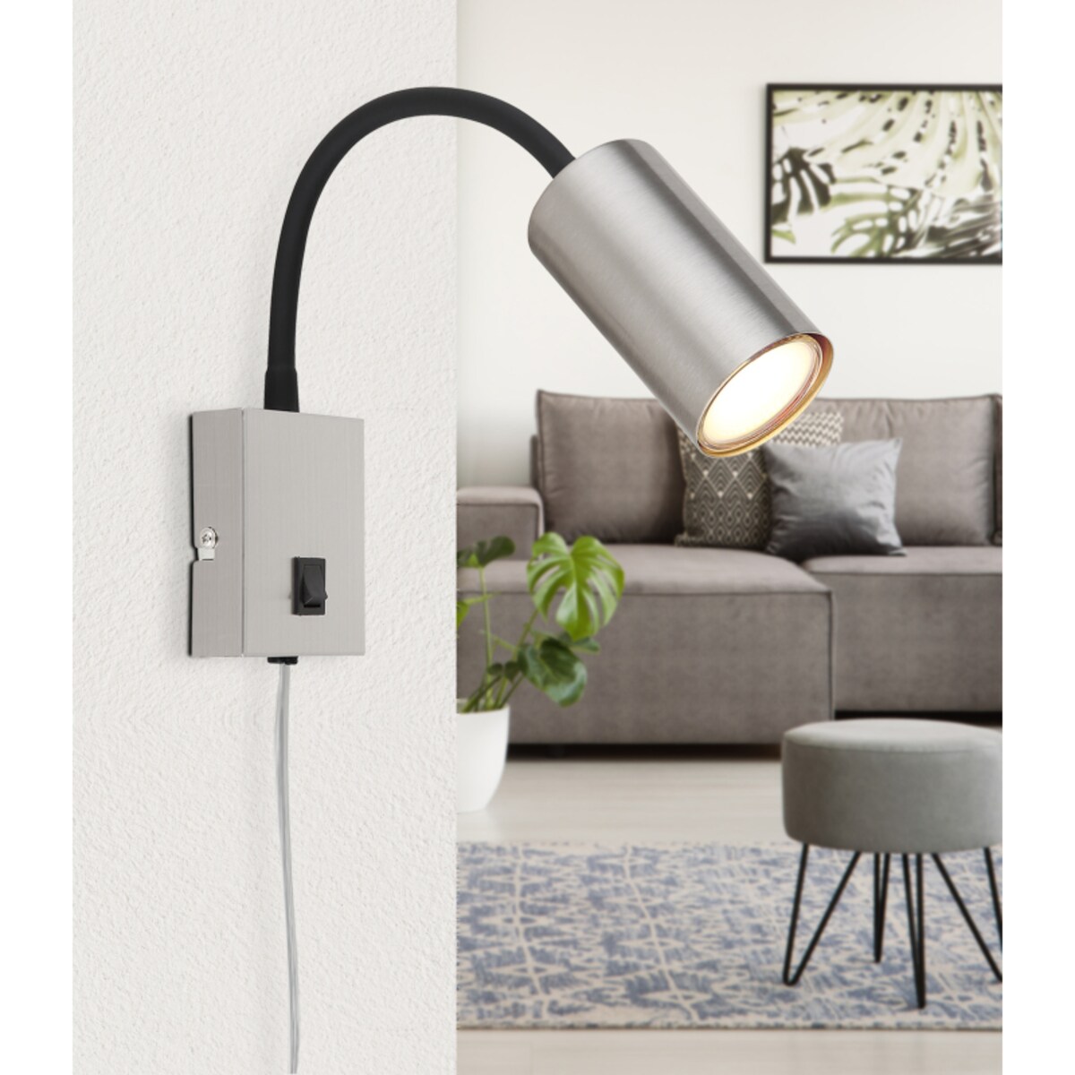 Ścienna lampa kierunkowa Robby 57911W nikiel matowy