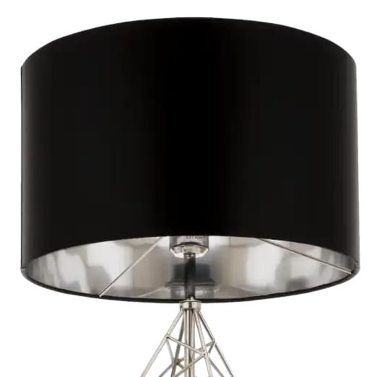 Lampka stołowa Caracas t01960ch Cosmolight metal tkanina srebrna czarna