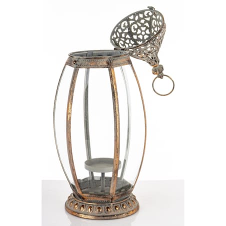 Lampion metalowy ze szkłem 53x17,5x17,5 cm OVALENA