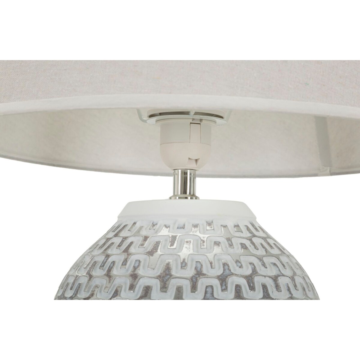 Lampa stołowa Wave, kolor srebrny i biały, żywica syntetyczna i żelazo, 35 x 35 x 65 cm, 1 x E27, max. 40 W, do salonu i sypialni, Mauro Ferretti