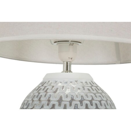 Lampa stołowa Wave, kolor srebrny i biały, żywica syntetyczna i żelazo, 35 x 35 x 65 cm, 1 x E27, max. 40 W, do salonu i sypialni, Mauro Ferretti