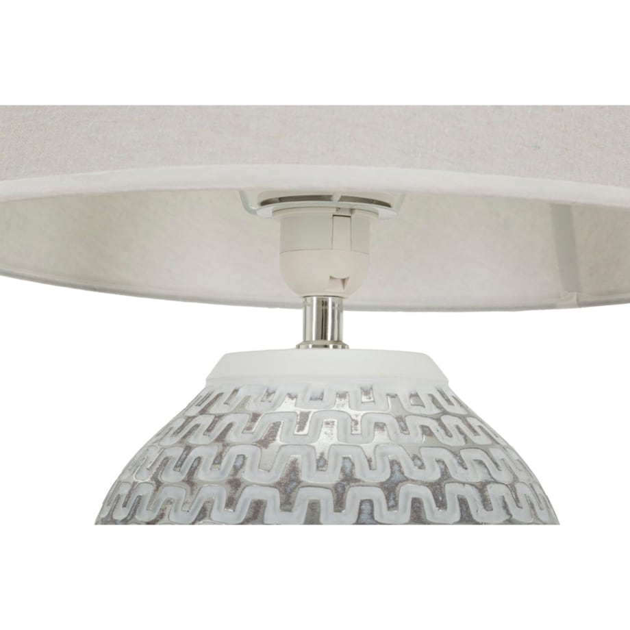 Lampa stołowa Wave, kolor srebrny i biały, żywica syntetyczna i żelazo, 35 x 35 x 65 cm, 1 x E27, max. 40 W, do salonu i sypialni, Mauro Ferretti