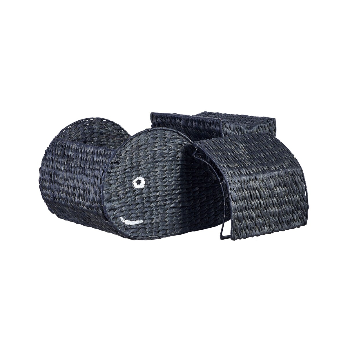 Kosz pleciony wieloryb z hiacyntu wodnego czarny ORANIA