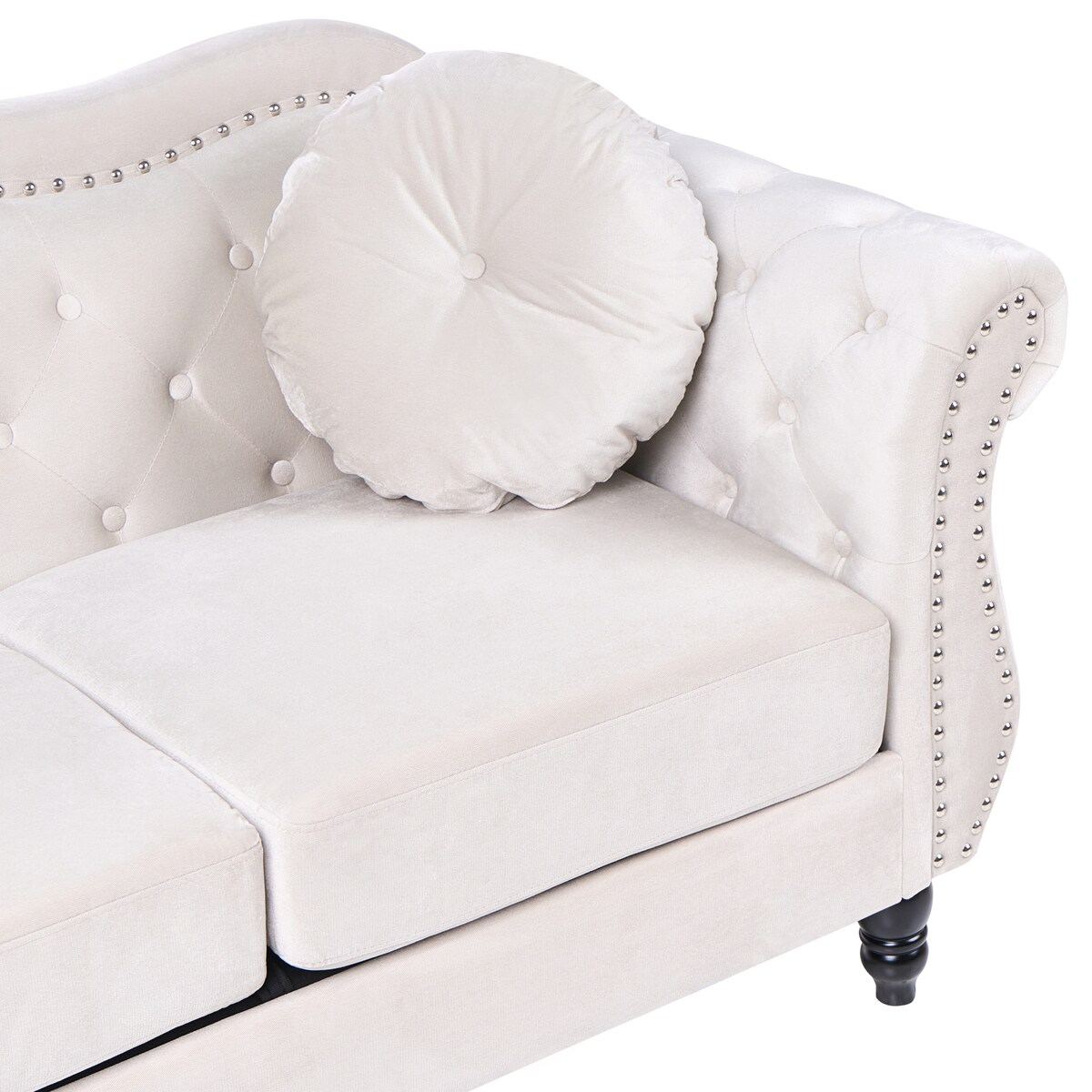 Sofa dla 2 osób SKIEN Welur Jasnobeżowy