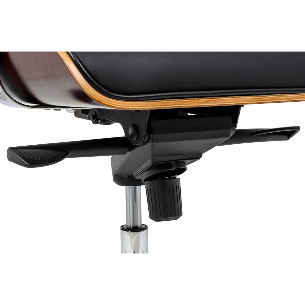 Skórzany fotel do gabinetu Lounge czarny sklejka różana, King Home