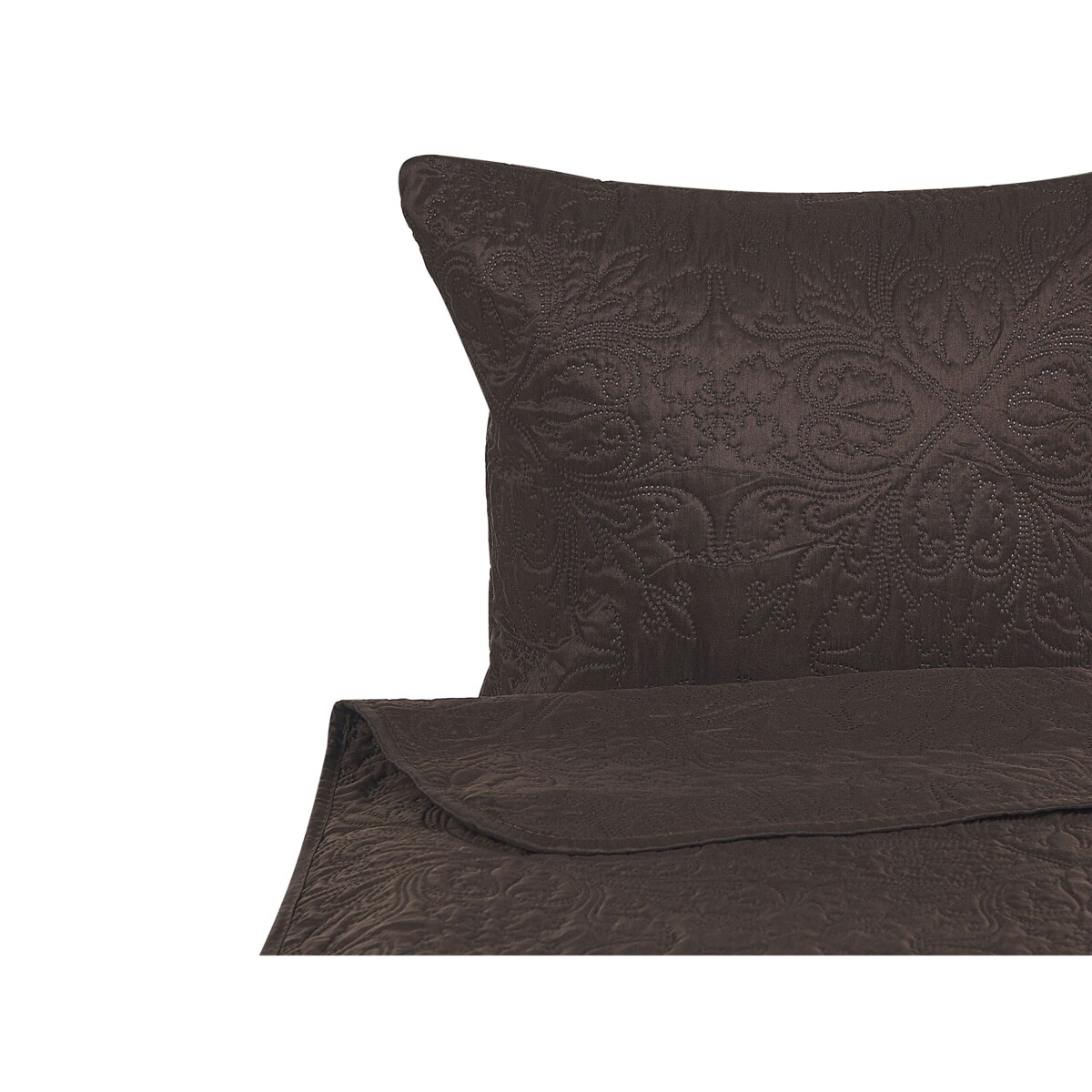 Komplet narzuta z poduszkami tłoczony 220 x 240 cm brązowy RAYEN