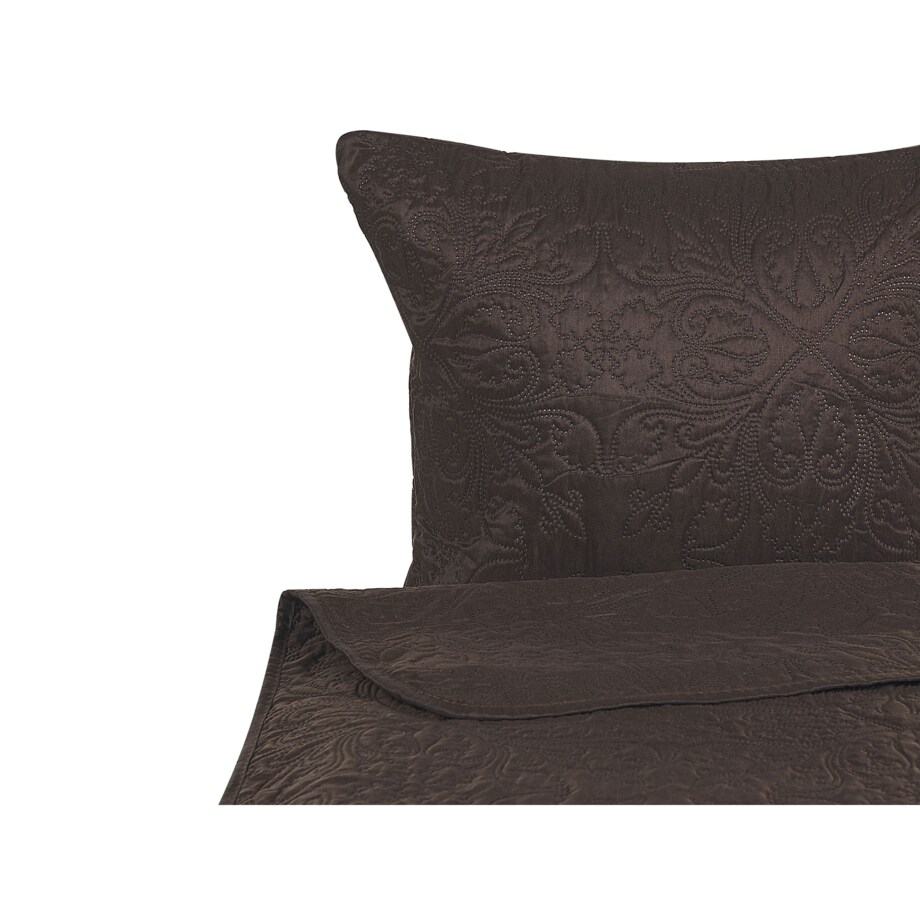 Komplet narzuta z poduszkami tłoczony 220 x 240 cm brązowy RAYEN