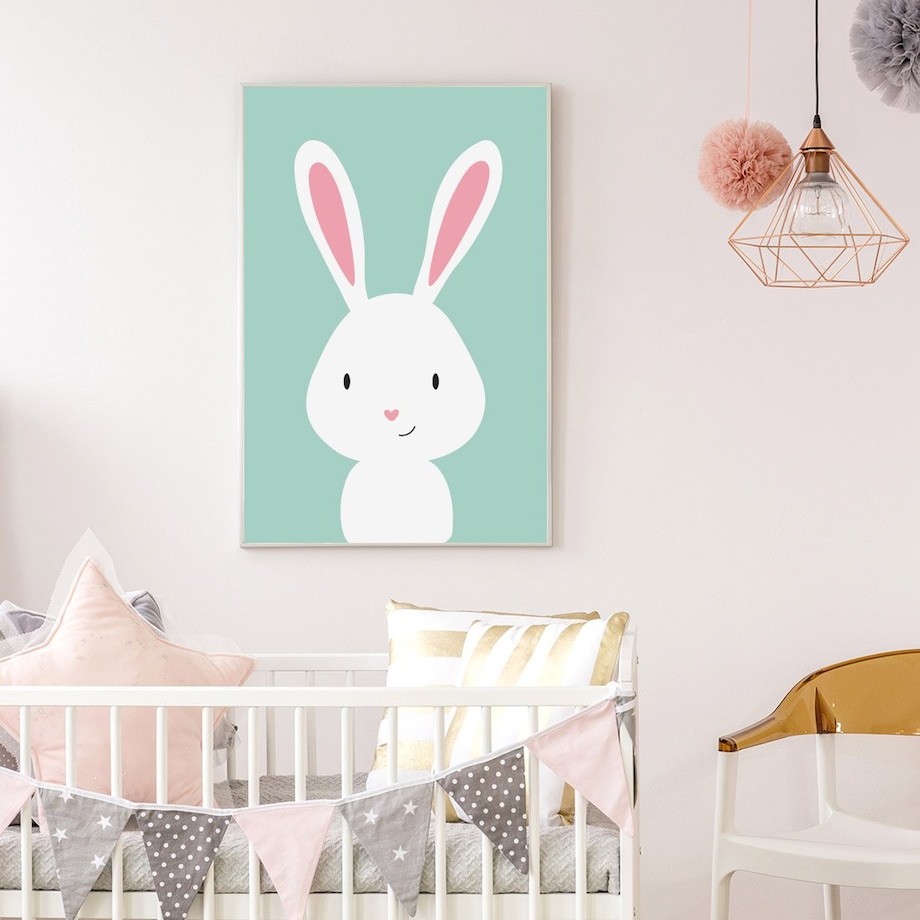 Plakat dla dzieci Królik miętowy 50x70